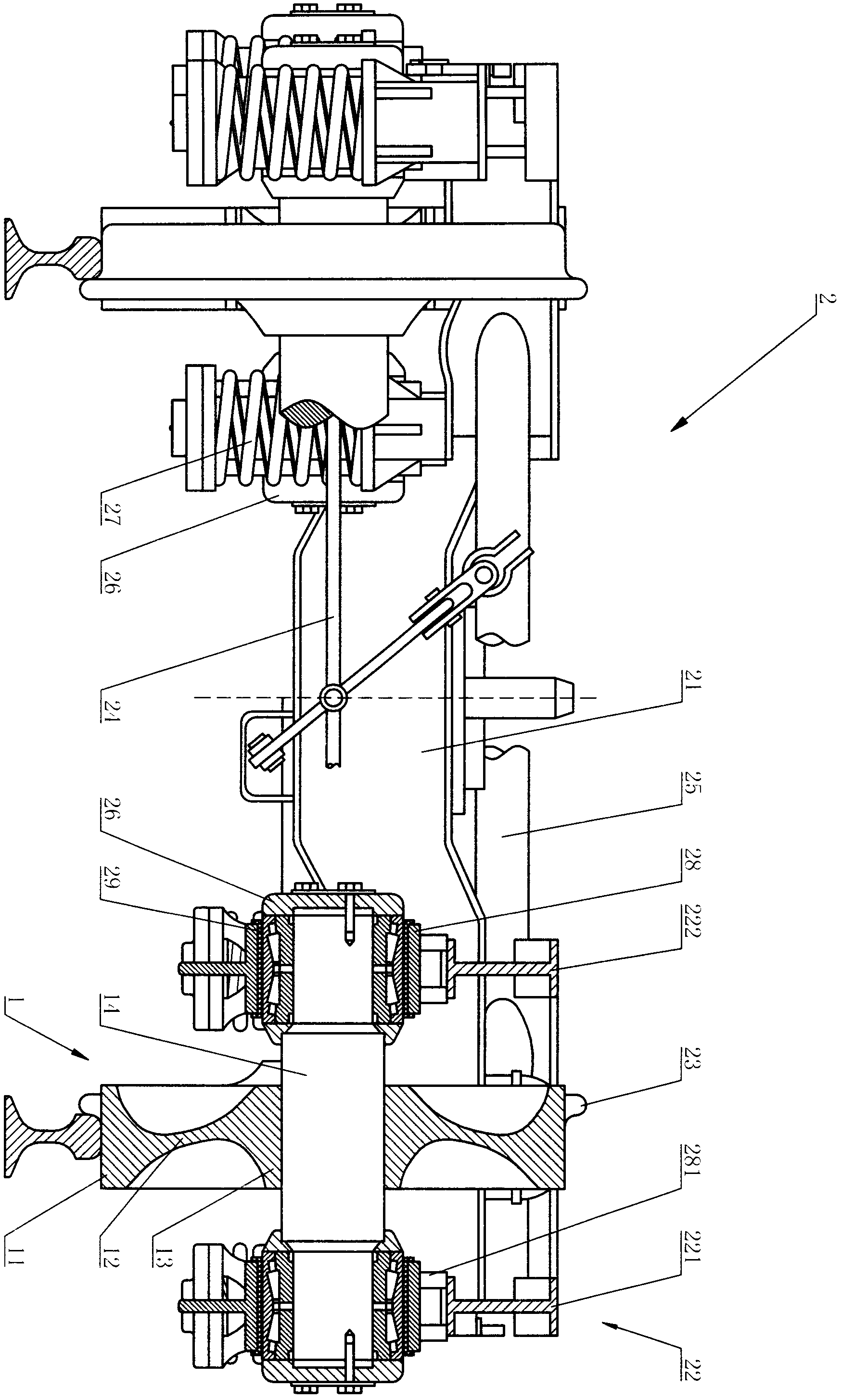 Thrust wheel for heavy-duty railway wagons and bogie thereof