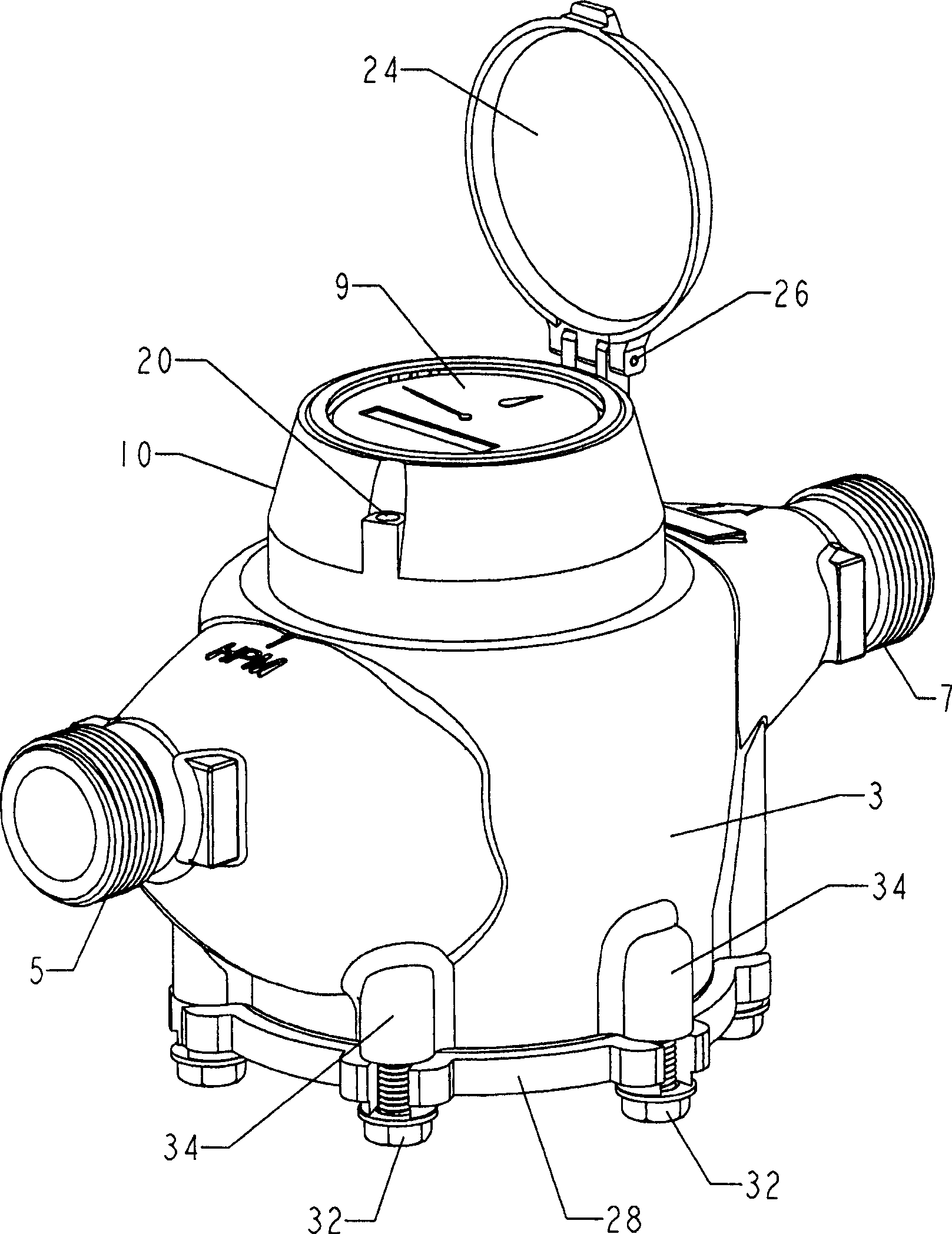 Large volume fire service water meter