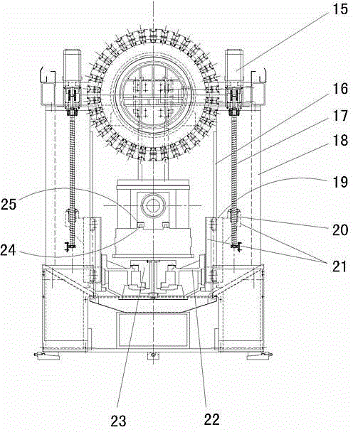 Double-column horizontal machining center with vertically moving worktable