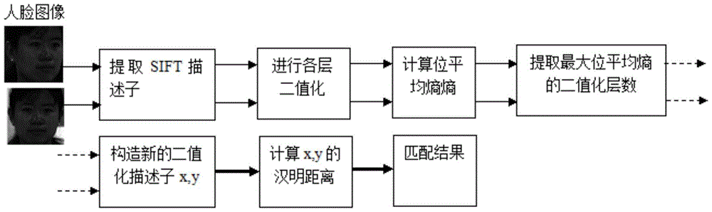 Binarization and similarity matching method of sift descriptor based on maximum bit average entropy