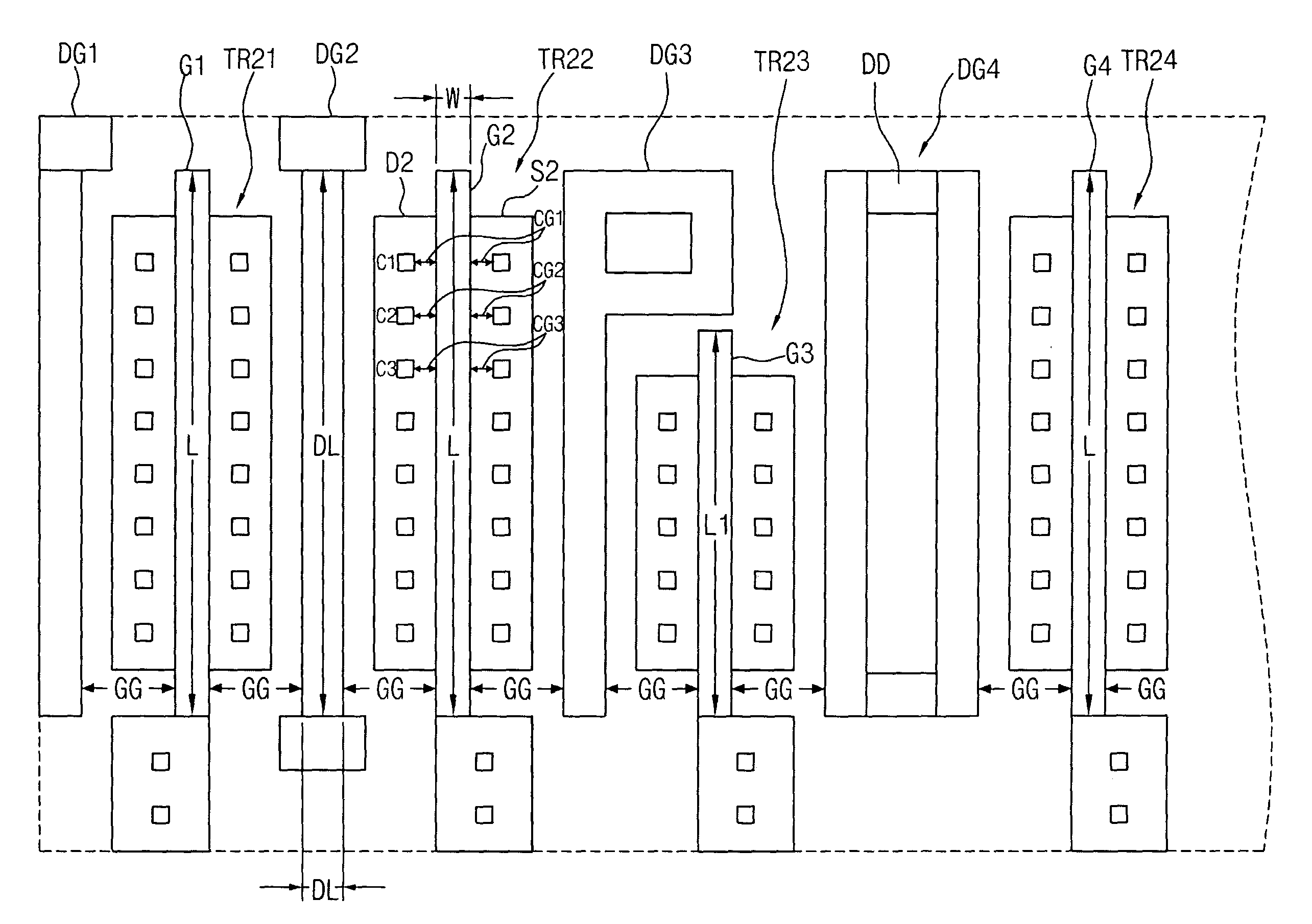 Semiconductor device and method of forming gate and metal line thereof with dummy pattern and auxiliary pattern