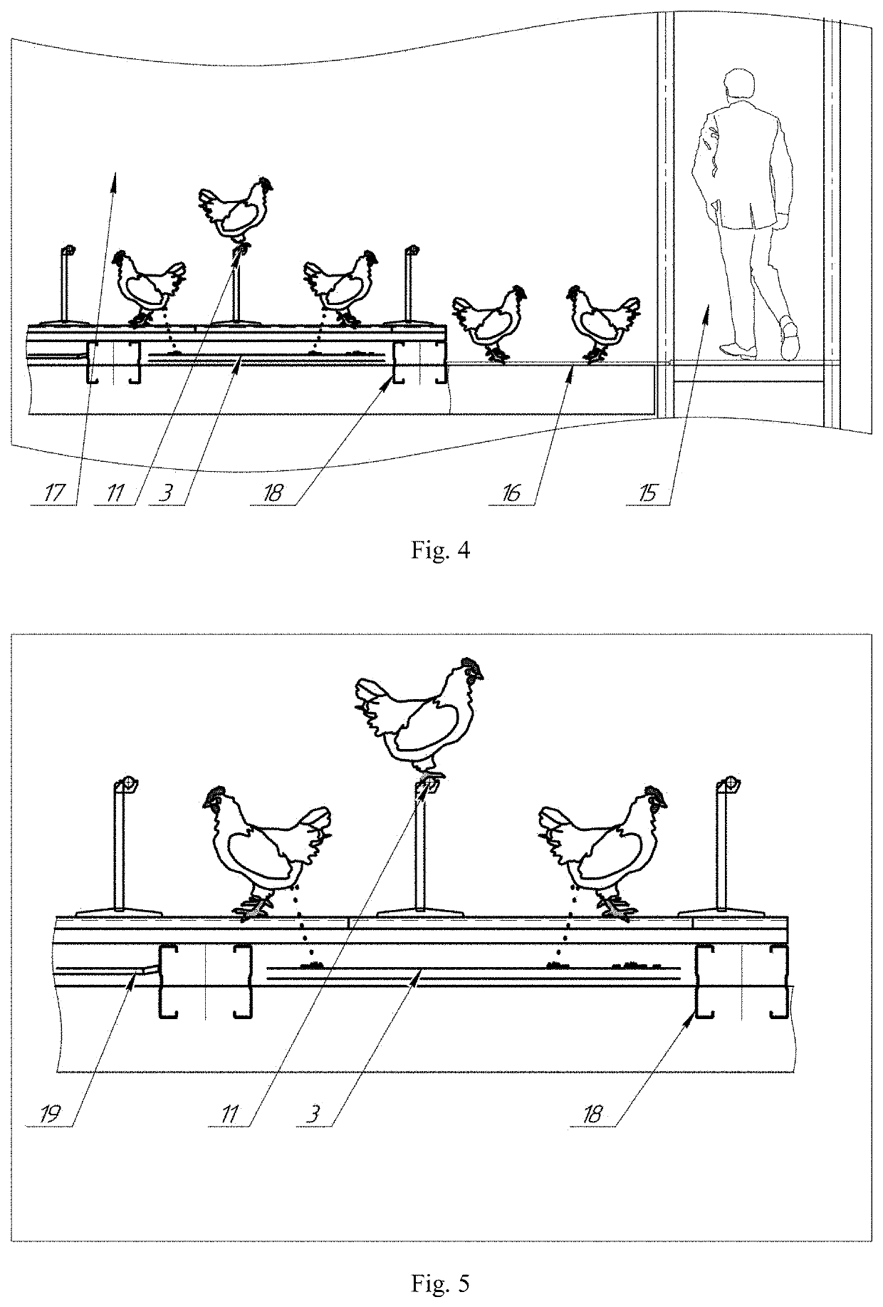 Eggoist multi-level system of floor equipment for commercial poultry maintenance
