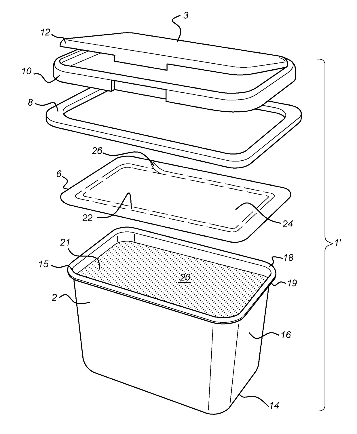 Method of manufacturing and filling a package and corresponding package