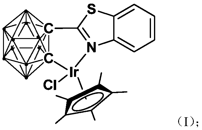 Preparation and application of carborane benzothiazole ligand containing semi-sandwich iridium complex