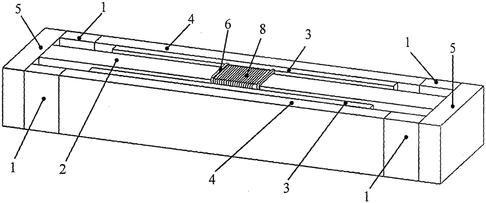 Magnetic circuit structure of rectangular open magnetic field type electromagnetic vibrating table with four magnetic circuits symmetrically excited