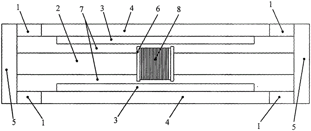 Magnetic circuit structure of rectangular open magnetic field type electromagnetic vibrating table with four magnetic circuits symmetrically excited