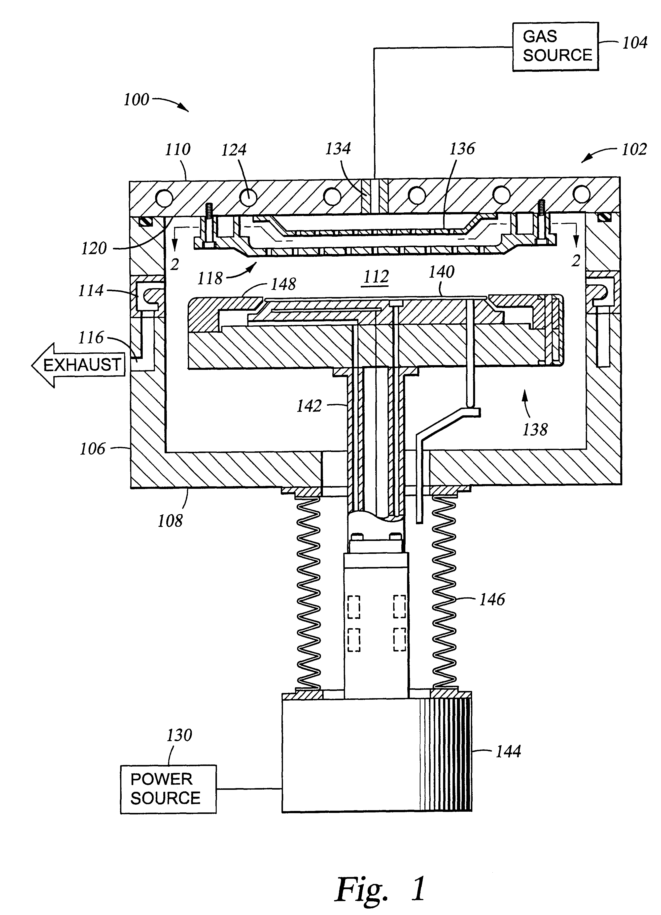 Showerhead with reduced contact area