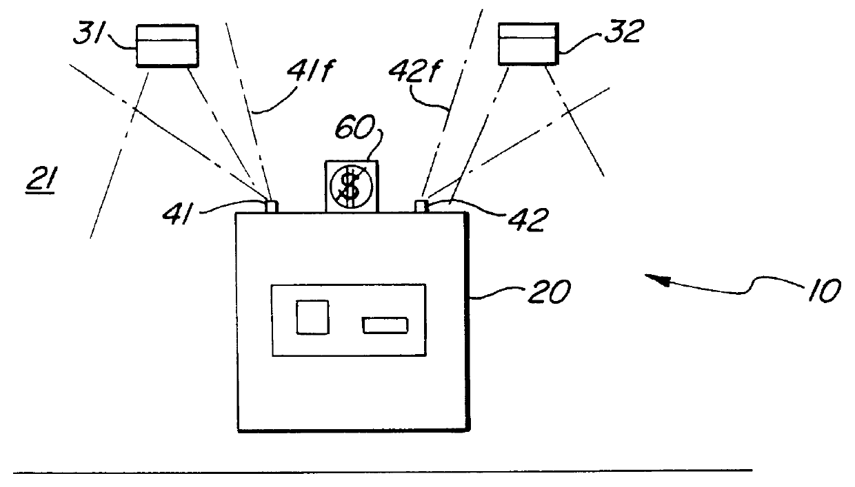 Light level monitoring and ATM control system for automated teller machine which directly measures light source luminance to indirectly determine area illuminance