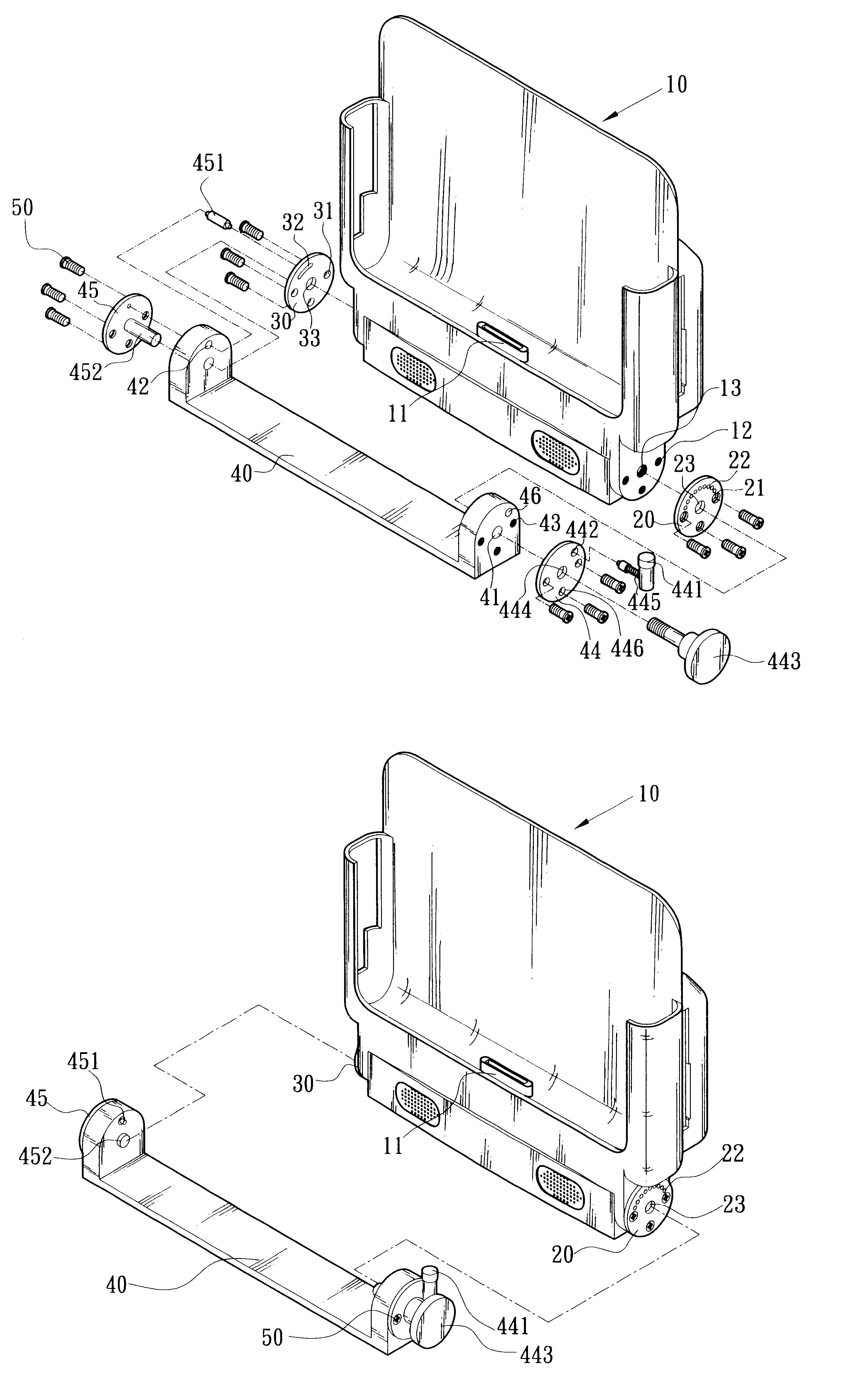 Adjustable inclined angle structure for computers