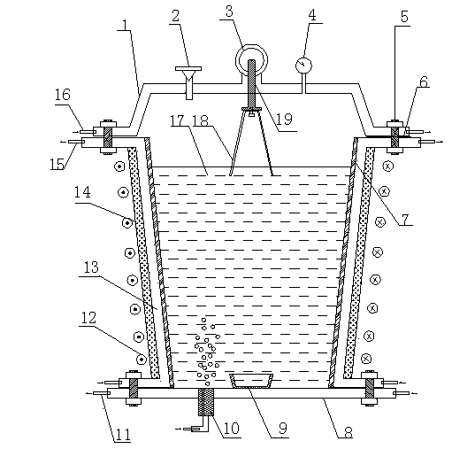 High-pressure bottom-blowing refining casting device and method for smelting high-nitrogen steel by using same