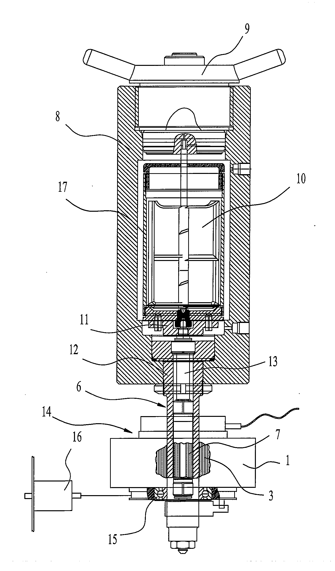 Measuring device for measuring consistency of cement slurry for a consistometer