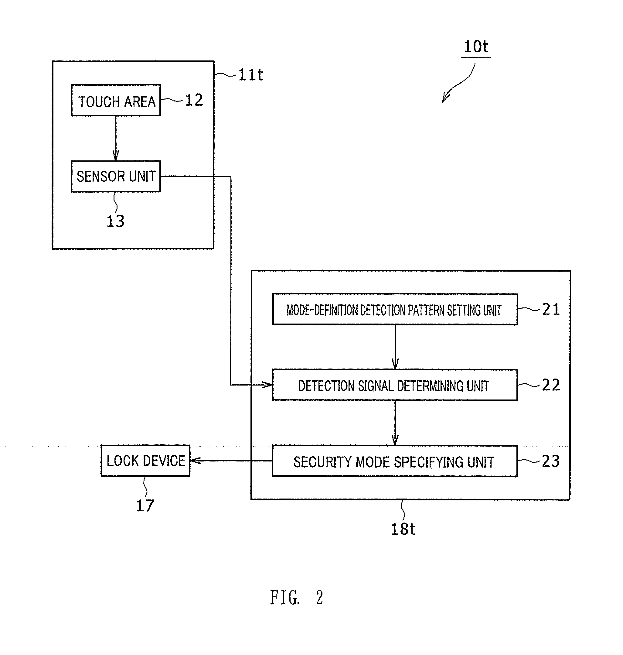 Contact detection device for vehicular use and security device for vehicular use