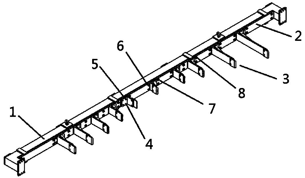 Long-span beam-type positioning frame suitable for reinforcements