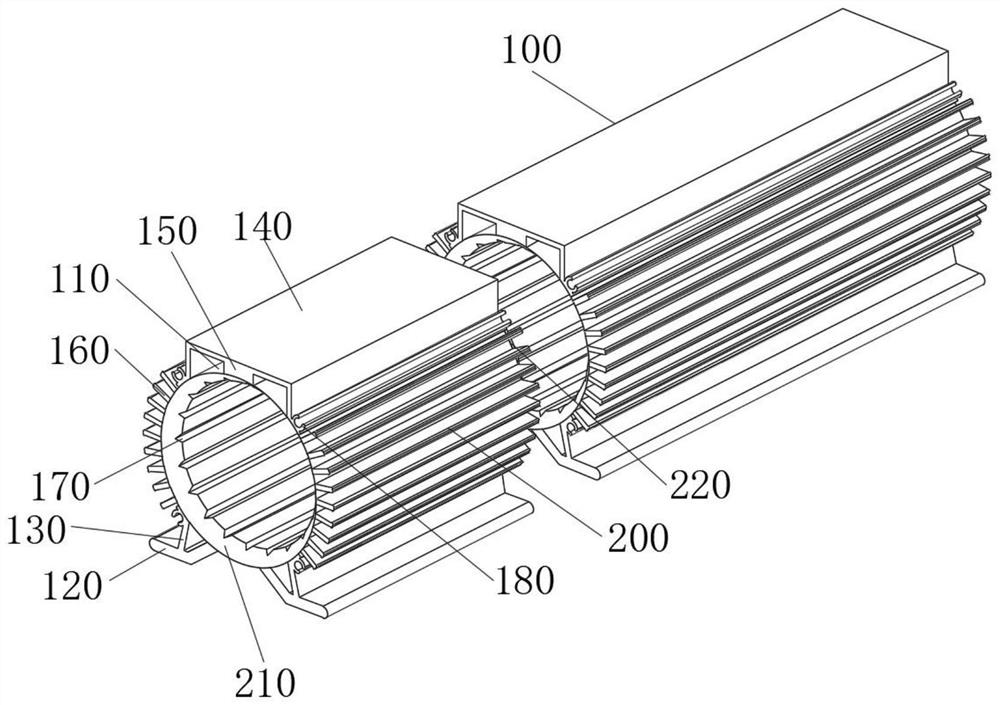 A motor housing based on one-time forming technology of aluminum profiles