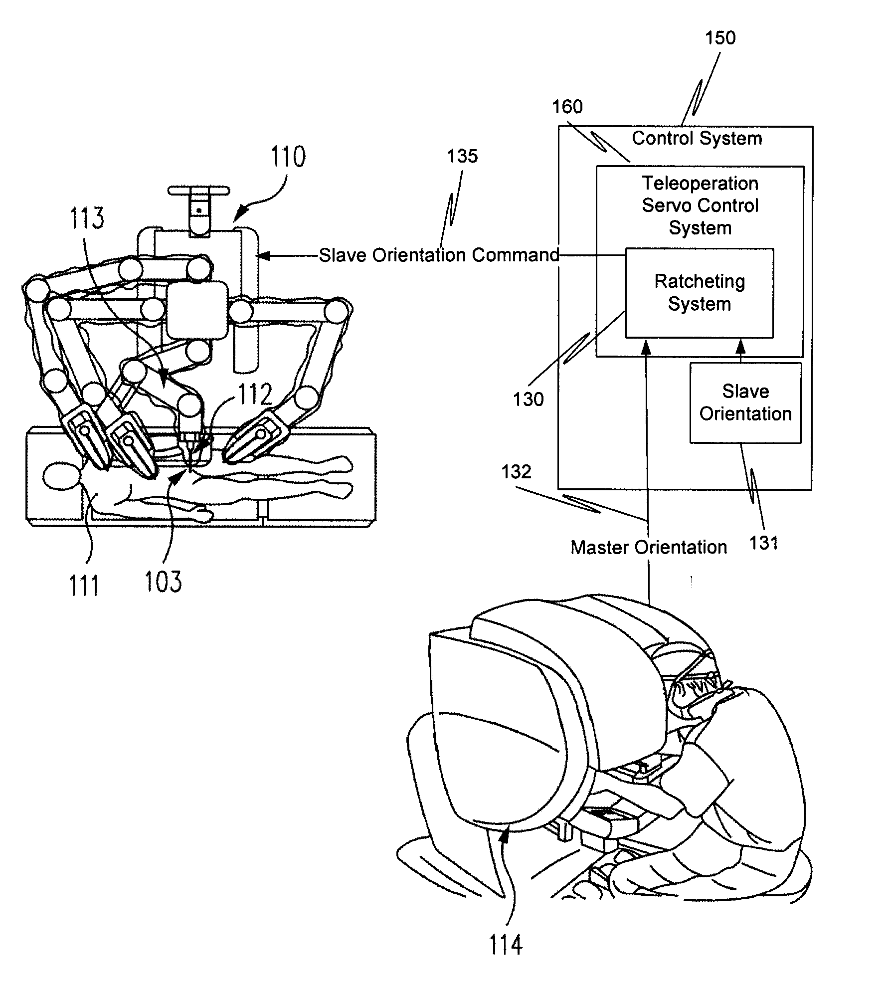 Ratcheting for master alignment of a teleoperated minimally-invasive surgical instrument