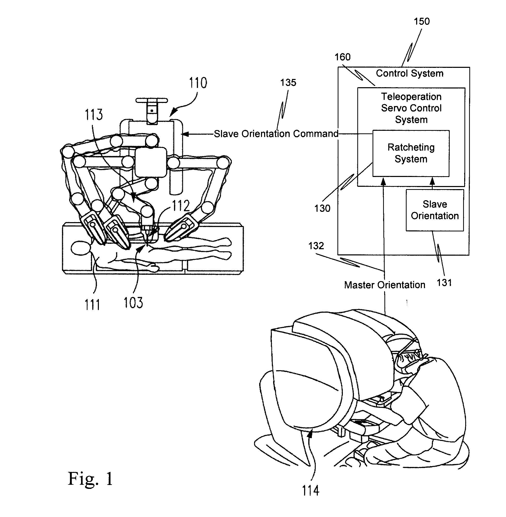 Ratcheting for master alignment of a teleoperated minimally-invasive surgical instrument