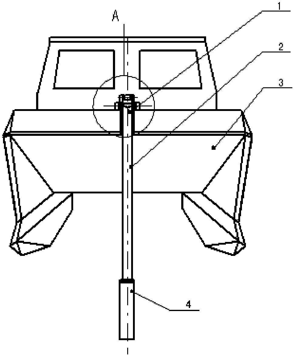 Forward-turning transducer bracket of marine survey boat
