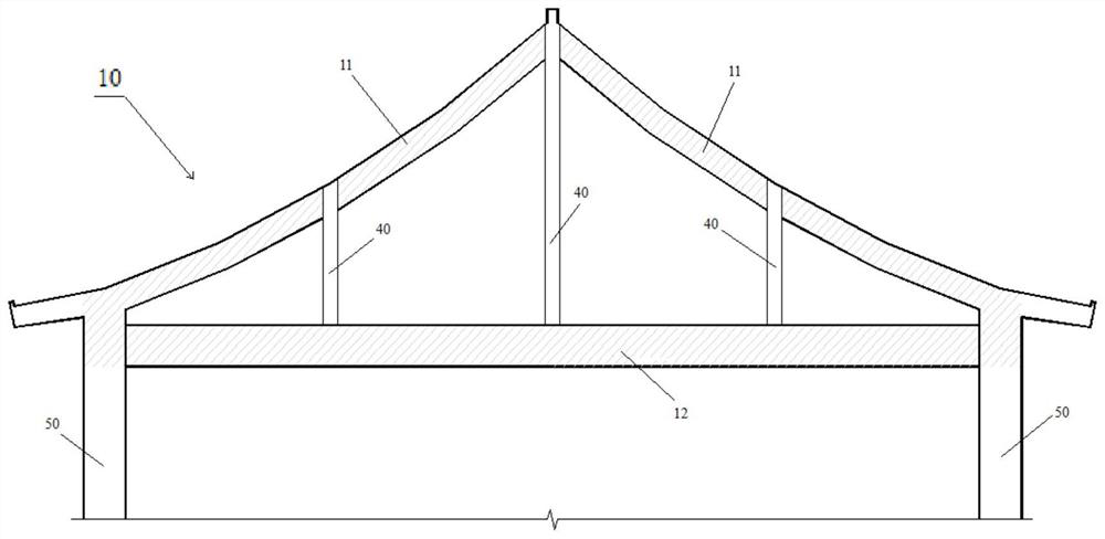 Large-span antique gable and hip roof structure