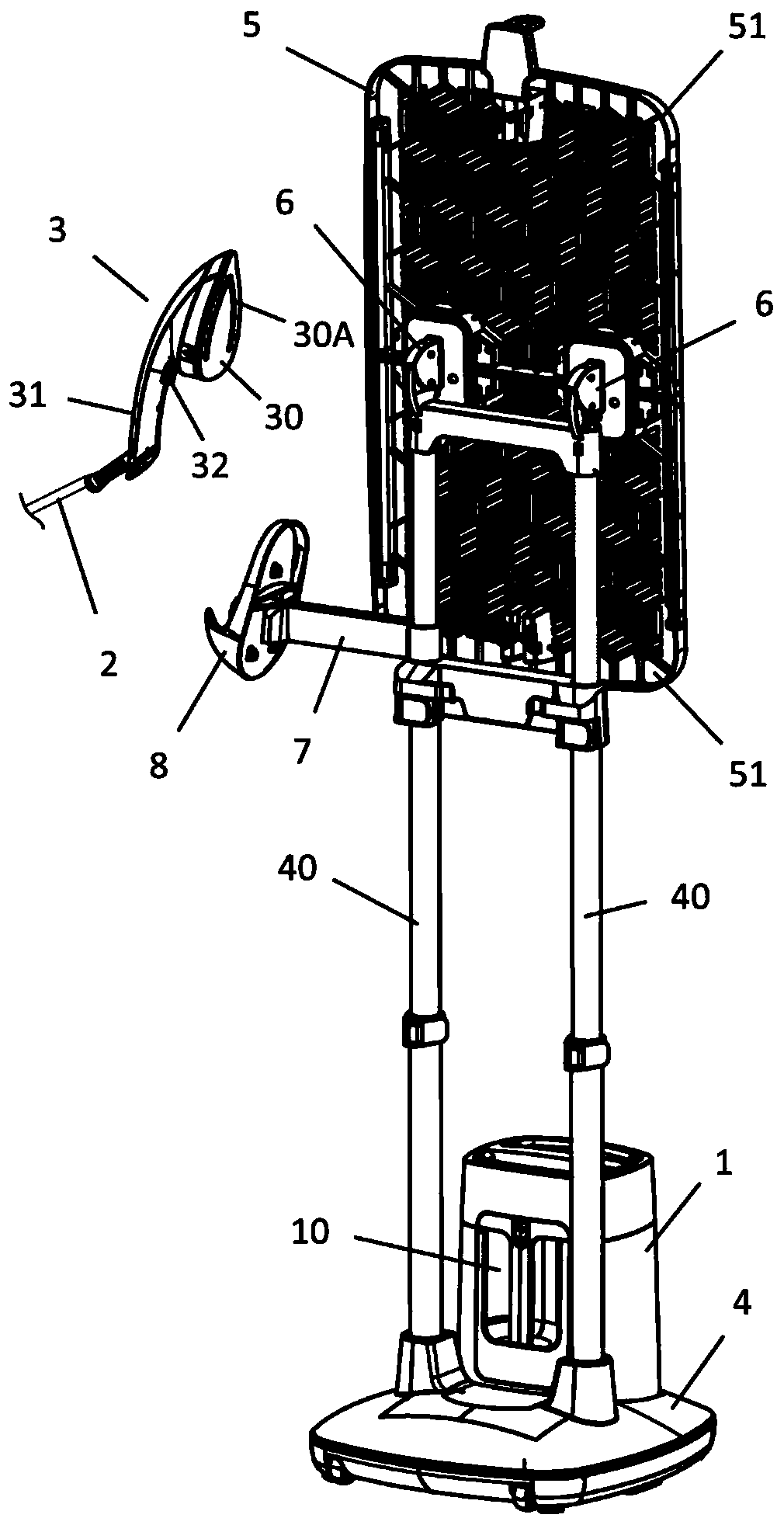 Steam ironing device