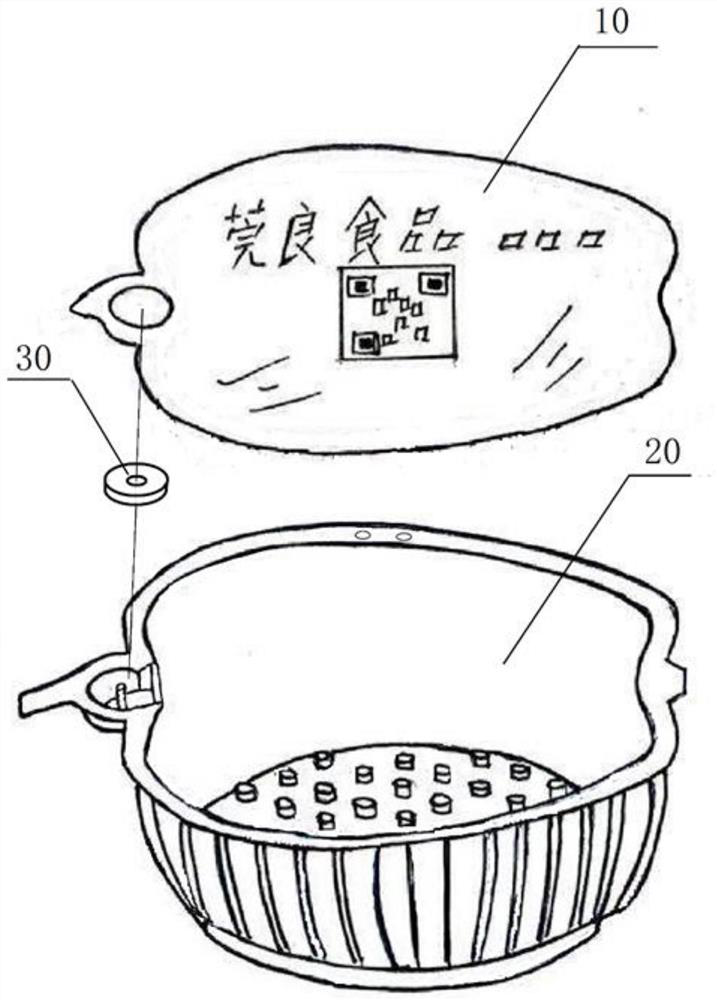 Cooked and frozen food pre-packaging container and cooked and frozen food heating method