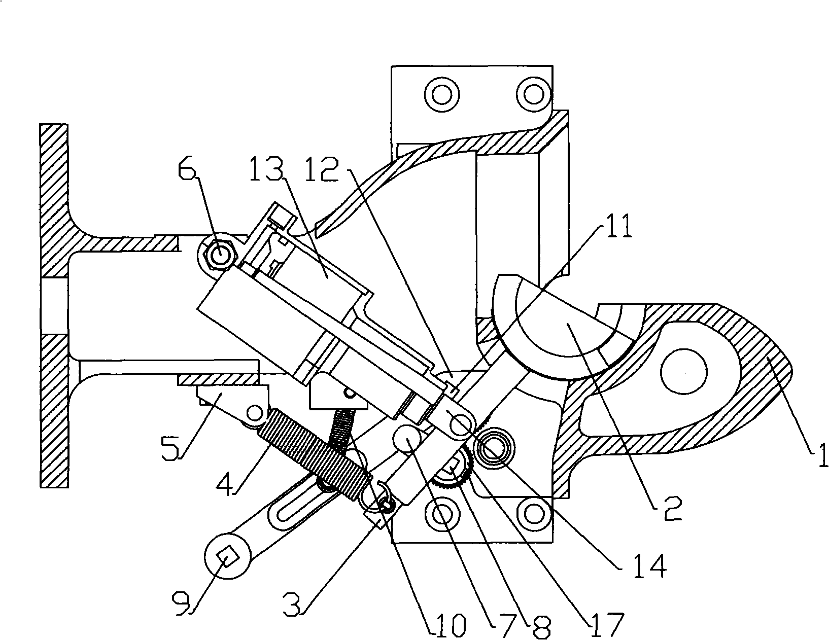 Short-crank tight-lock coupler-uncoupling device