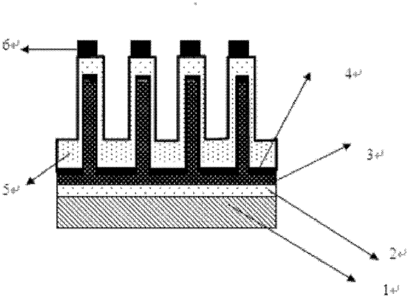 Thin-film solar photovoltaic cell with nano wire array structure and preparation method for thin-film solar photovoltaic cell