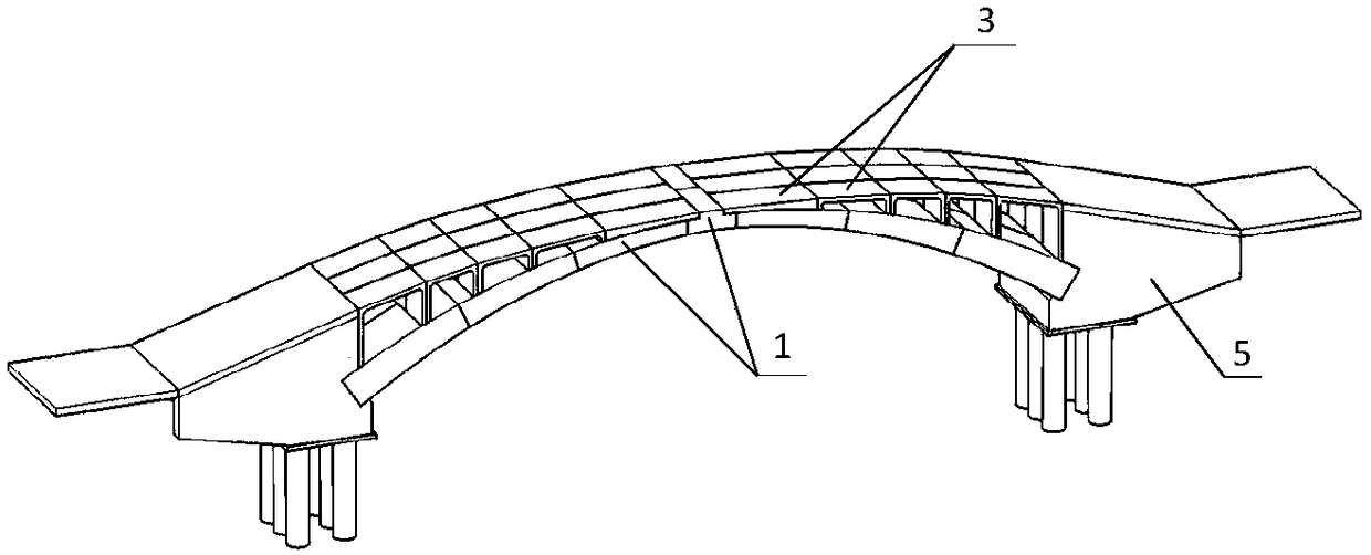 Structuring and constructing method for segment prefabricated spliced concrete arch bridge