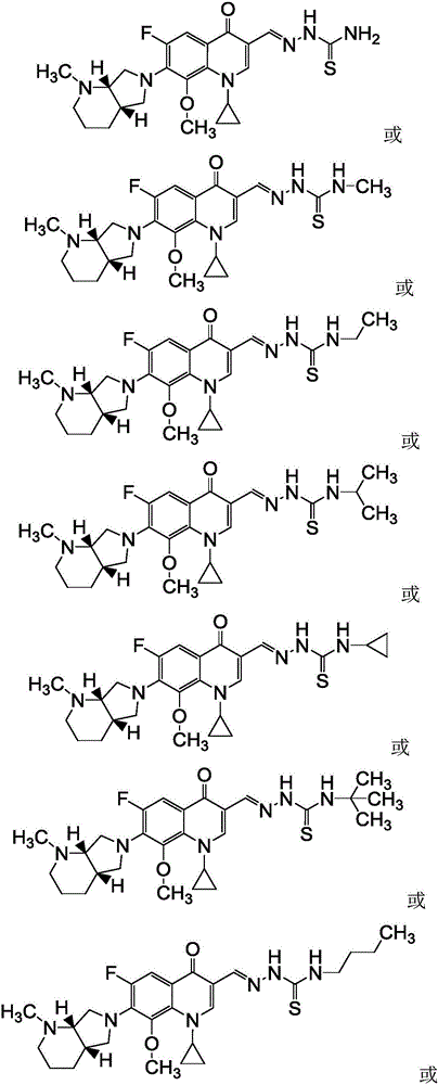 N-methylmoxifloxacin aldehyde thiosemicarbazone derivative, and preparation method and application thereof