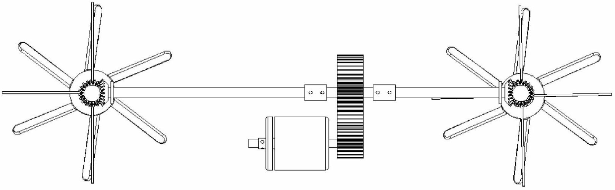 Motor driven culvert lift fan gearing-down mechanism