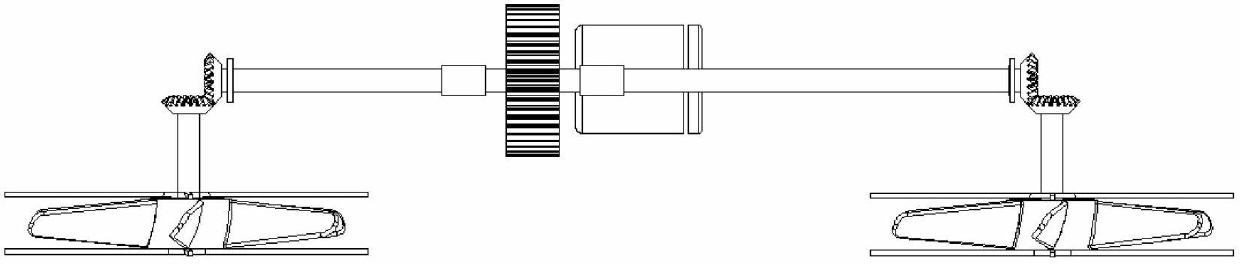 Motor driven culvert lift fan gearing-down mechanism