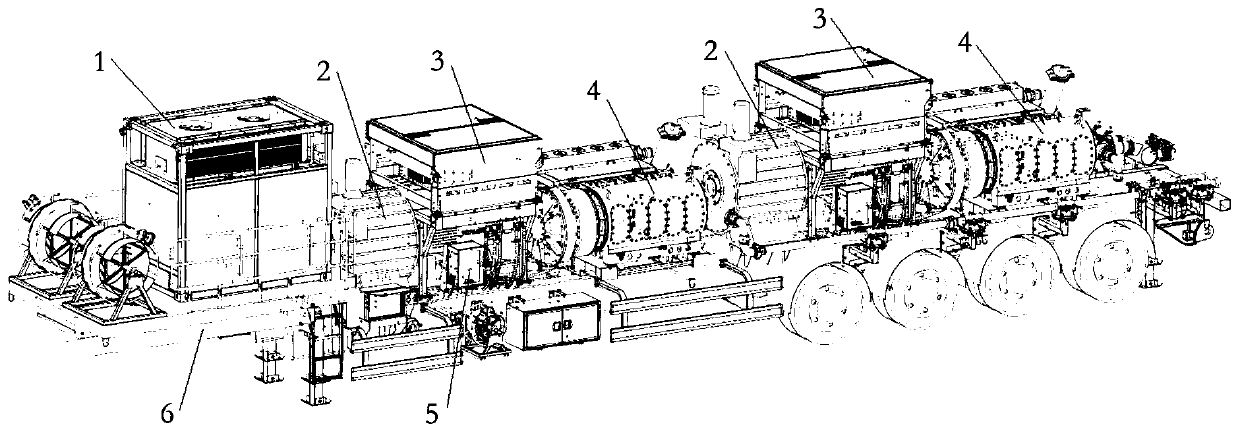 Electric drive fracturing semitrailer with dual engines and dual pumps