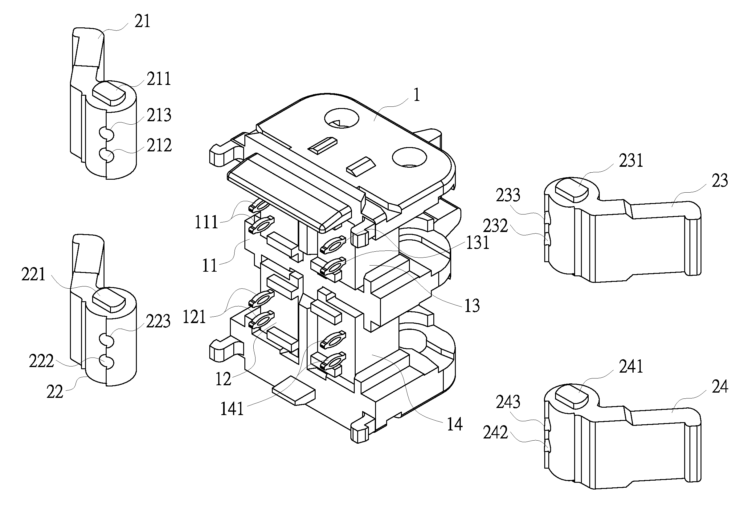 Multi-pole wire connector socket