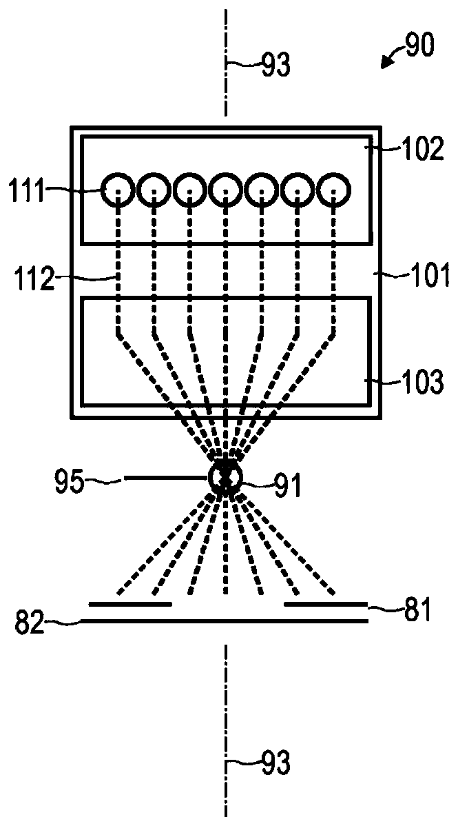 Segmented optical system for a lighting module for angle-resolved illumination