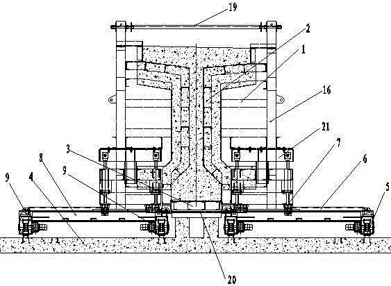 Self-propelled hydraulic T-shaped beam prefabricating template device and demolding method thereof