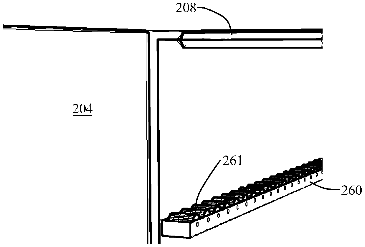 A shelf-type paint mist separation device and method for separating overspray