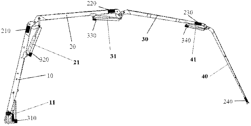 Method for obtaining terminal position parameters of jib system, jib system and engineering machine