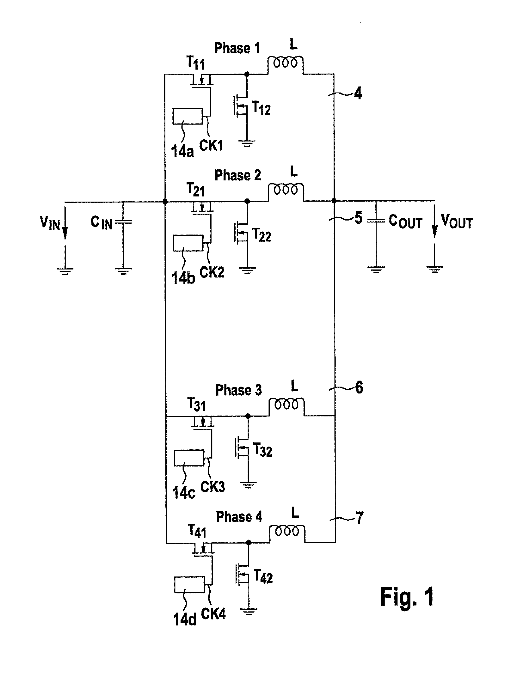 Multiphase DC to DC voltage converter