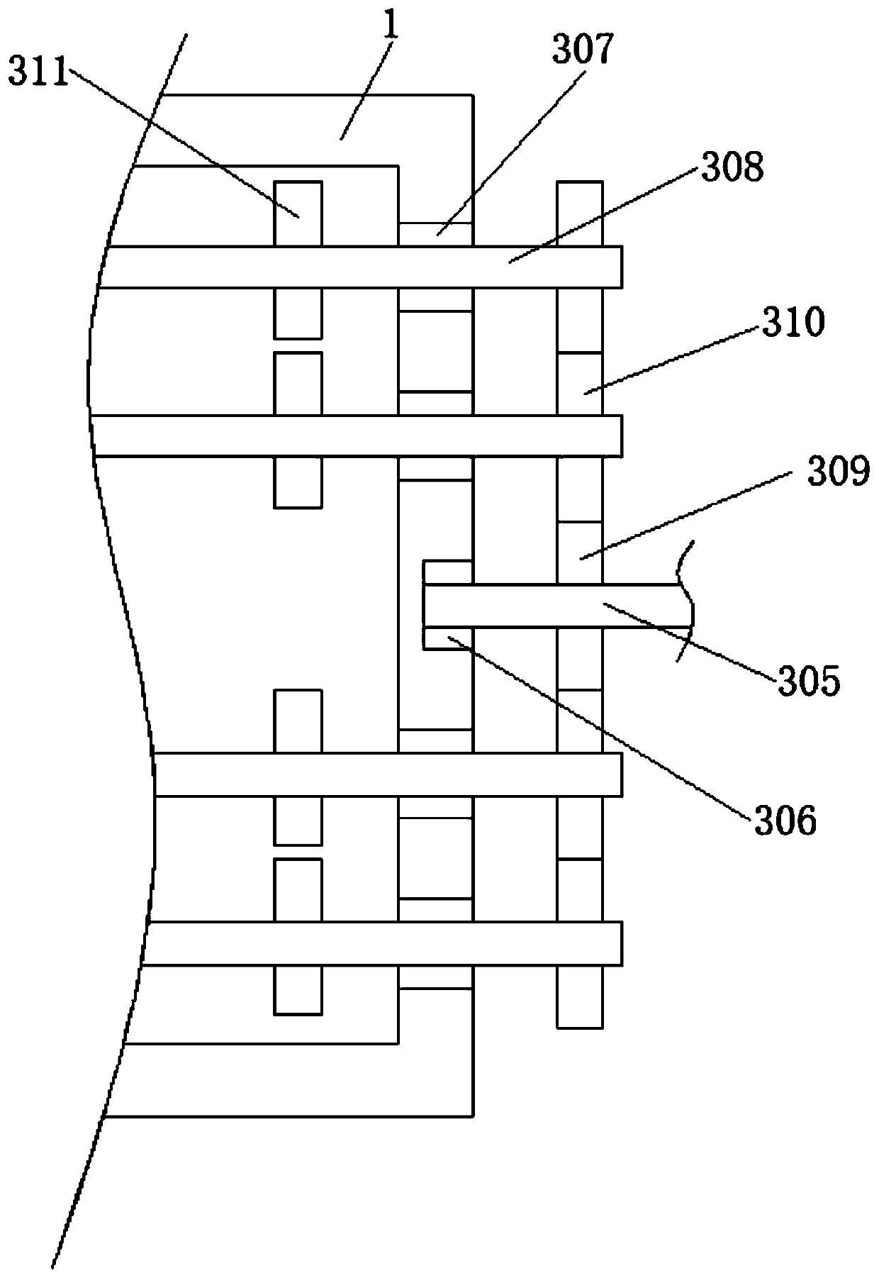 A double-axis linkage undulating and flipping pebble scrubbing equipment