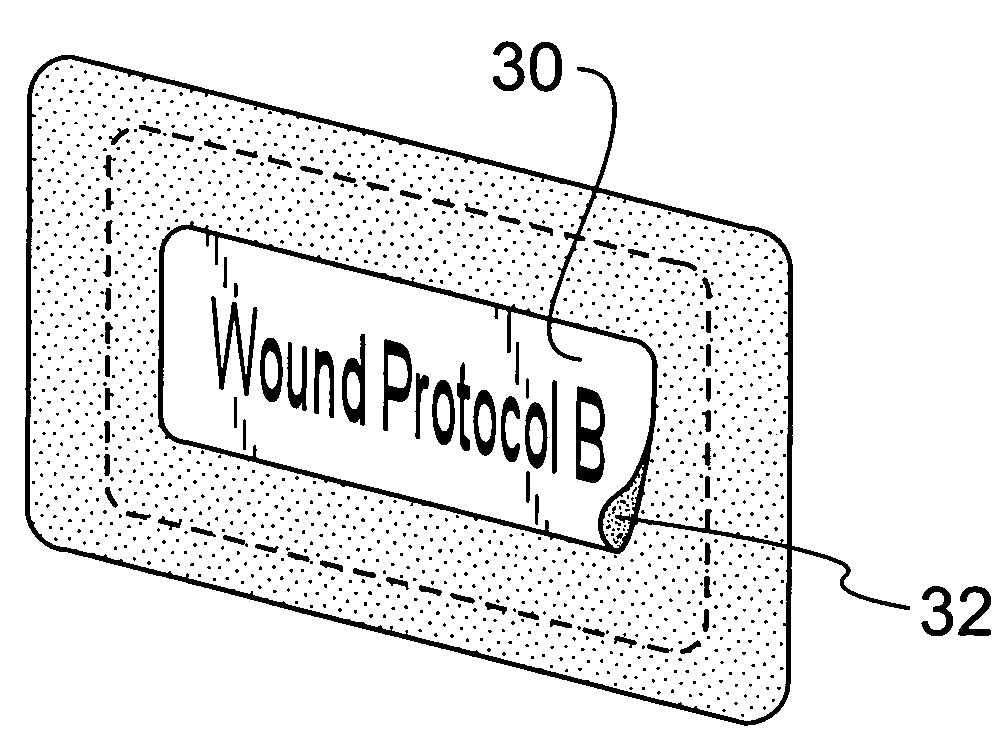 Adhesive bandage indicating wound care instructions