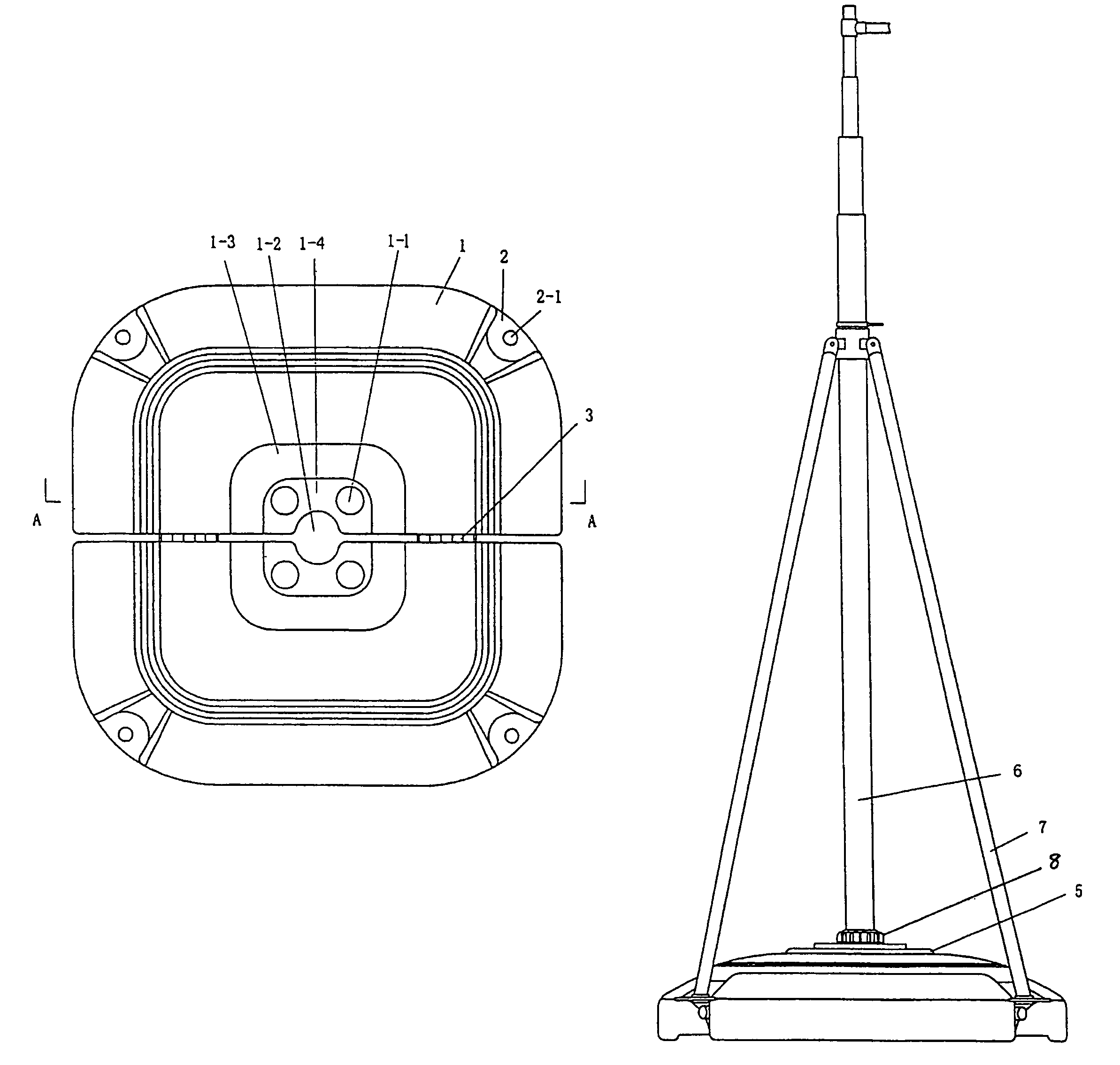 Water-injection rack base for mast