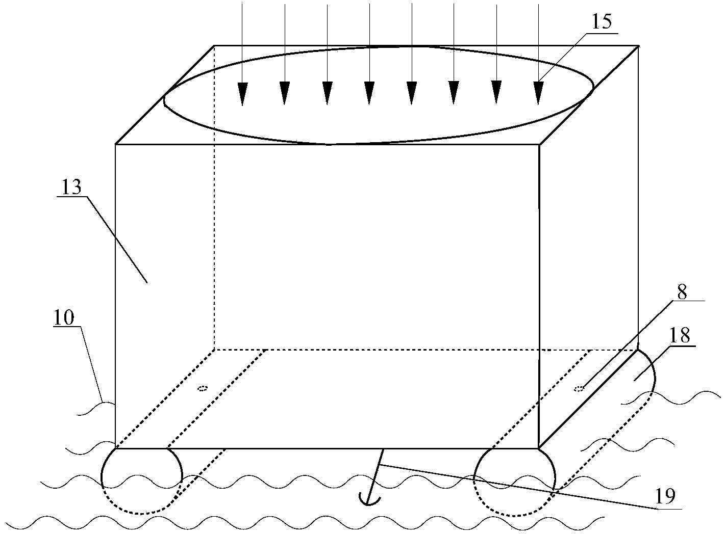 Solar energy sea water desalinization device based on reflection and total reflection