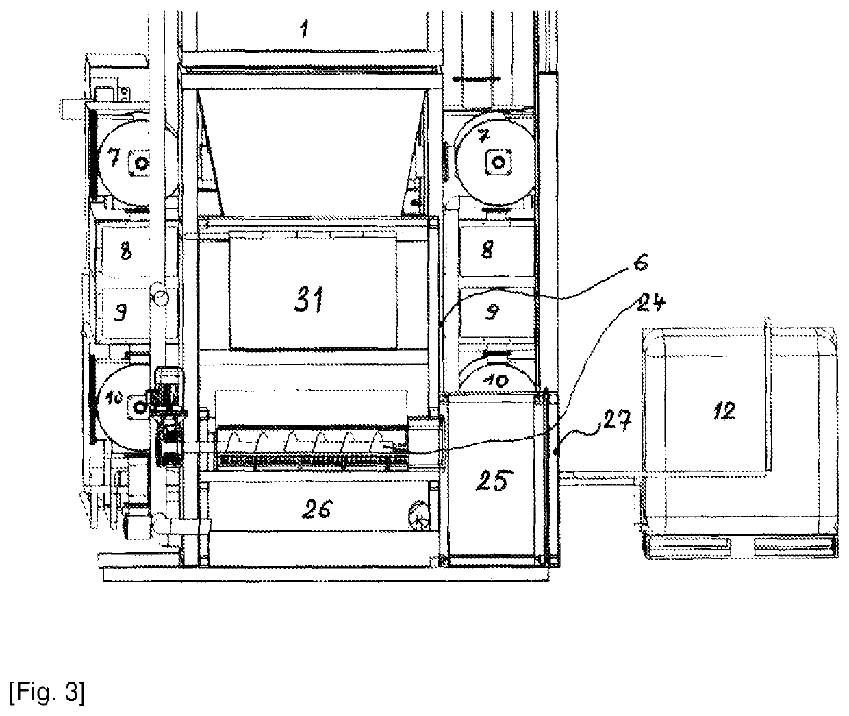 A method for the continuous thermal processing of used, damaged or otherwise degraded tyres, and a device for carrying out this method