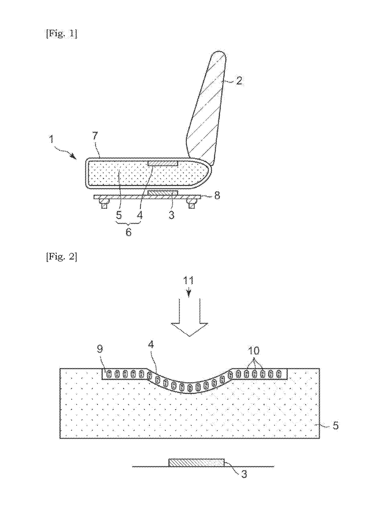 System for detecting deformation of cushion pad and production thereof
