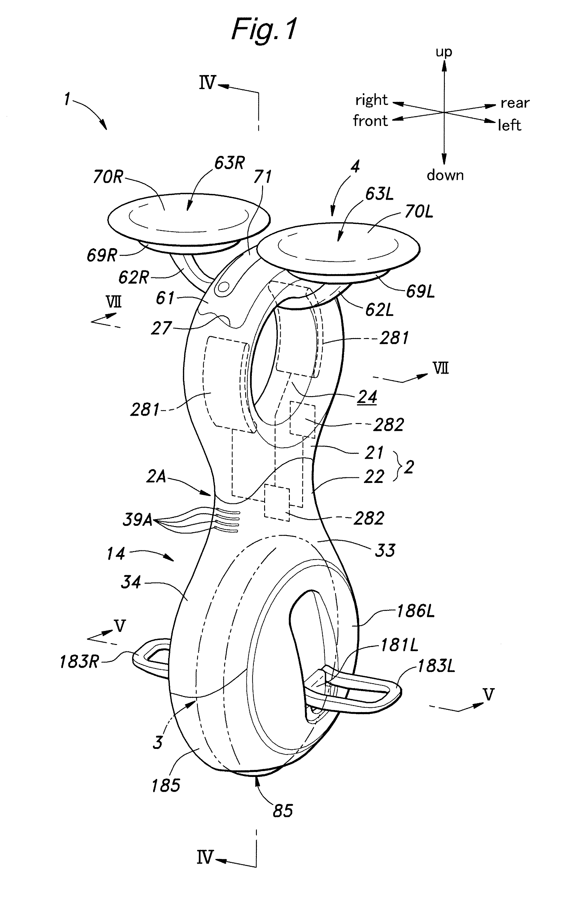 Recharging system for a rechargeable battery of an inverted pendulum type vehicle