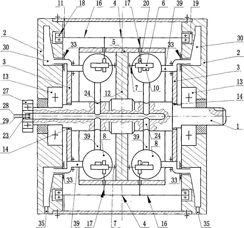 Rotary engine with double rows of pistons