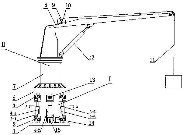 Crane device with three-degree-of-freedom active wave compensation function and compensation method