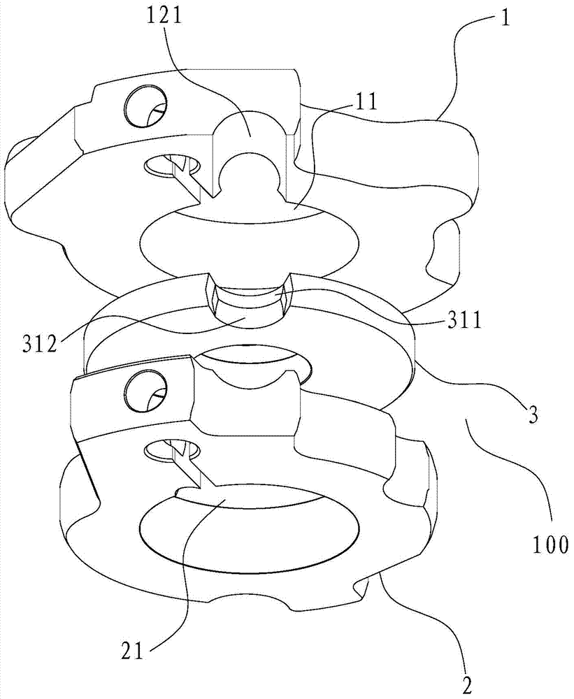 Double-cylinder rotary type compressor component and compression device thereof