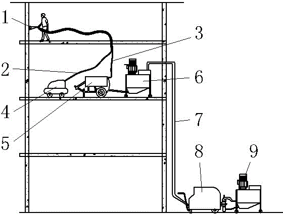 Mechanical spray plastering method and device
