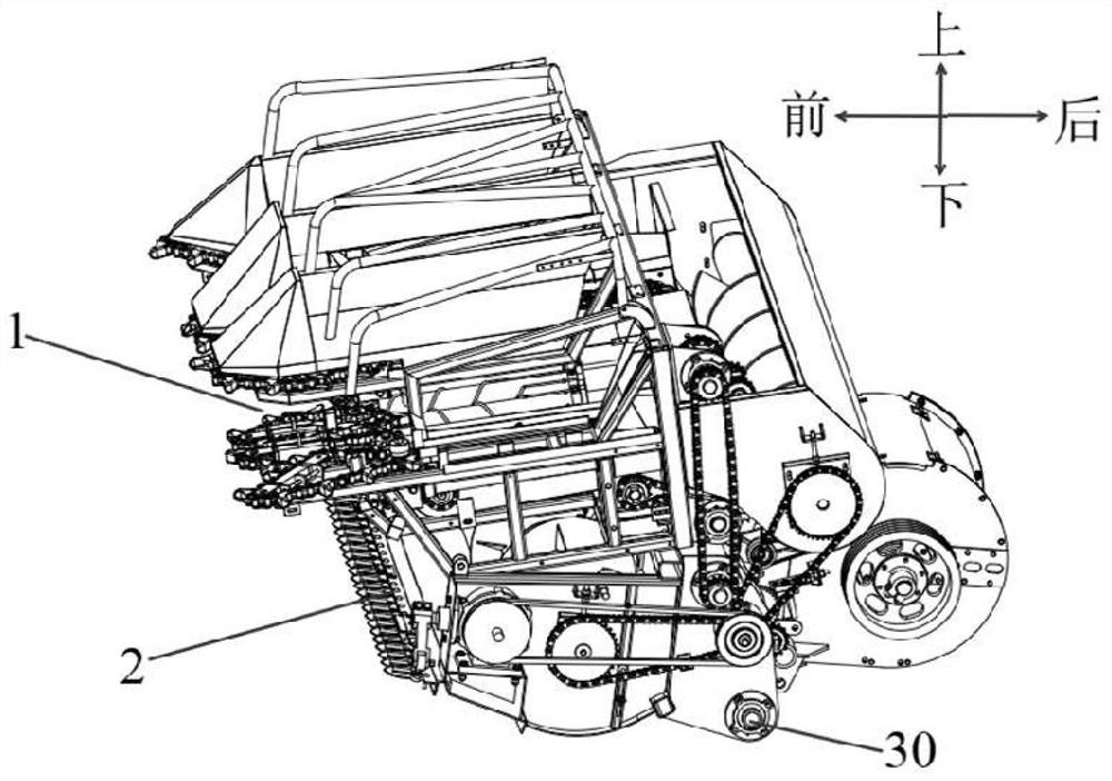 Header for stalk and ear harvesting type corn harvester