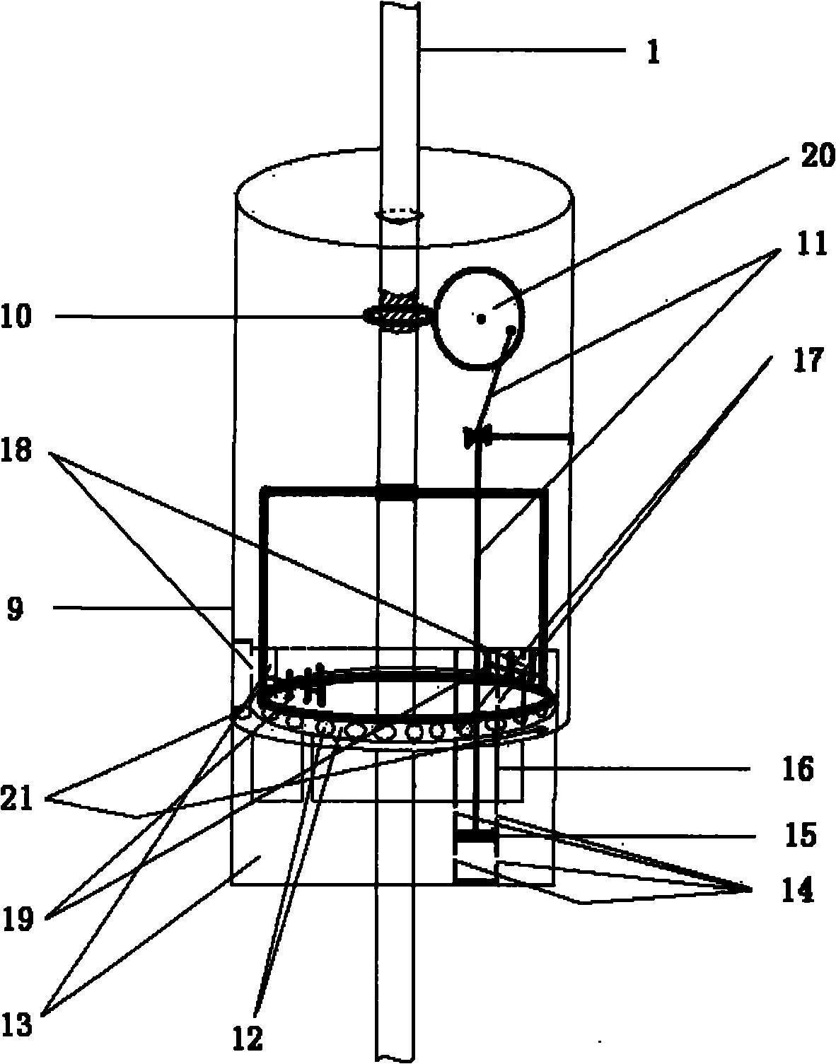 Blade-collapsible, oil resistance-regulated and controlled vertical-spindle wind-driven generating device